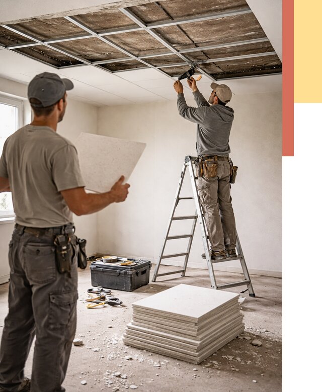 Замена плит подвесного потолка в Лабинске от 1877 руб. быстро и недорого | ОТДЕЛОЧНИК-Лбк
