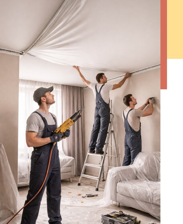 Установка натяжного потолка в Лабинске от 4826 руб. | Быстро и недорого — ОТДЕЛОЧНИК-Лбк