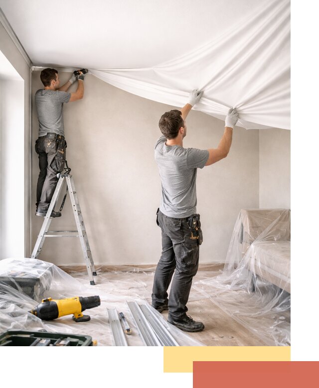 Монтаж тканевого натяжного потолка в Лабинске недорого и быстро