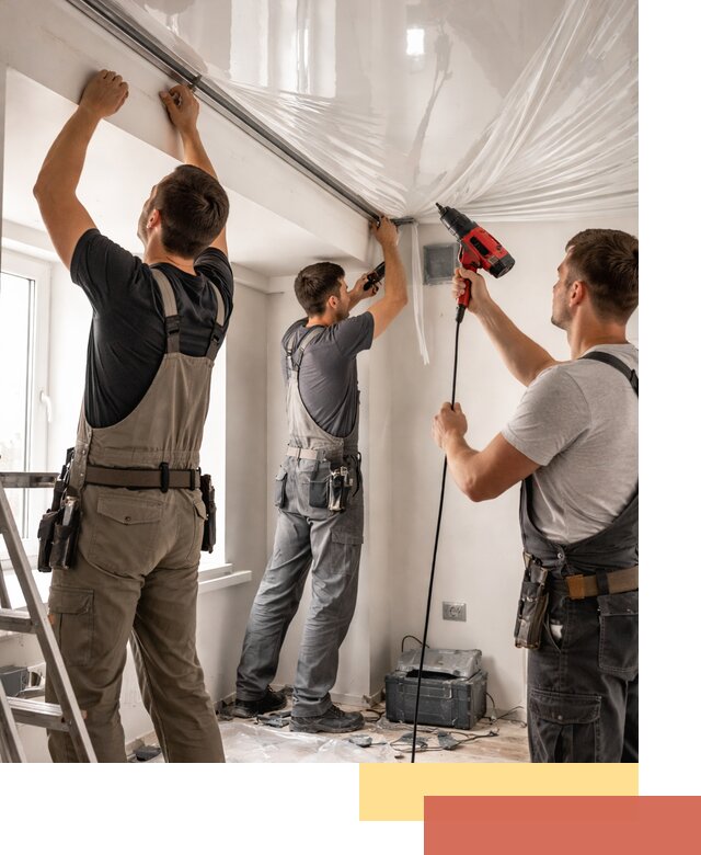 Монтаж глянцевого натяжного потолка в Лабинске быстро и качественно