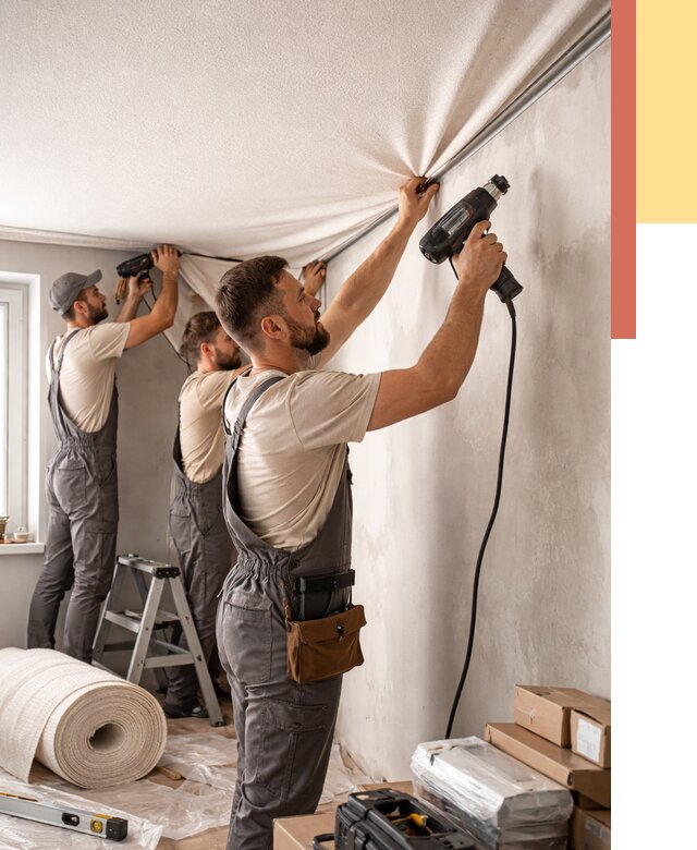 Монтаж фактурного натяжного потолка в Лабинске от 804 руб. — ОТДЕЛОЧНИК-Лбк