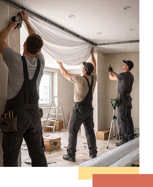 Монтаж парящего натяжного потолка под ключ в Лабинске