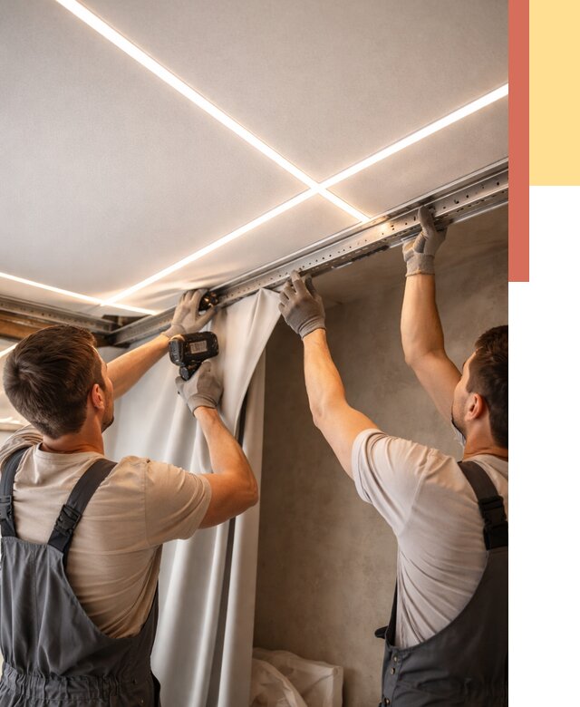 Монтаж натяжного потолка со световыми линиями в Лабинске от 1287 руб. | ОТДЕЛОЧНИК-Лбк