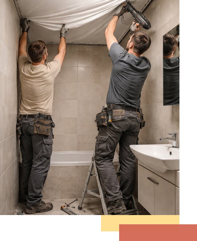 Монтаж натяжного потолка в ванной в Лабинске быстро и качественно