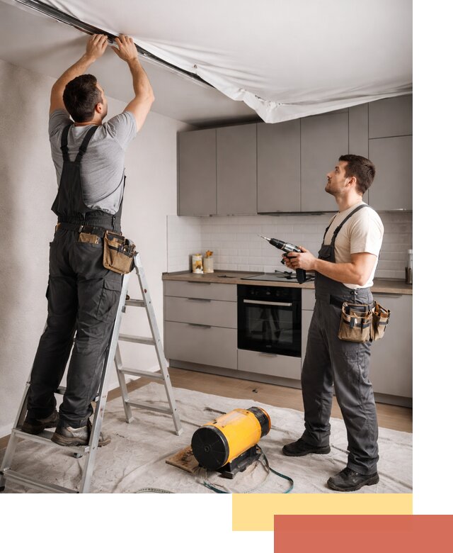 Монтаж натяжного потолка на кухне в Лабинске