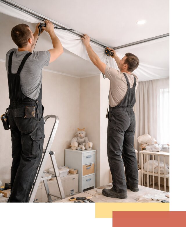 Монтаж натяжного потолка в детской комнате в Лабинске