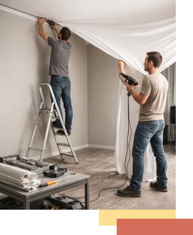 Монтаж натяжного потолка в студии в Лабинске