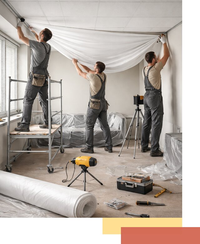 Монтаж натяжного потолка в офисе в Лабинске