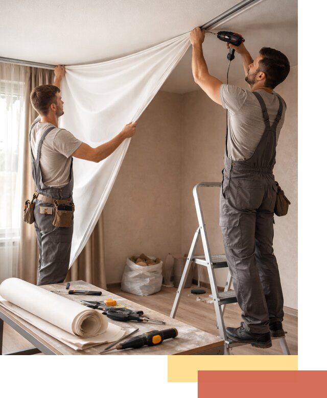 Замена полотна натяжного потолка в Лабинске быстро и качественно