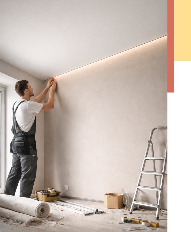 Теневые натяжные потолки в Лабинске от 8794 руб. под ключ | ОТДЕЛОЧНИК-Лбк