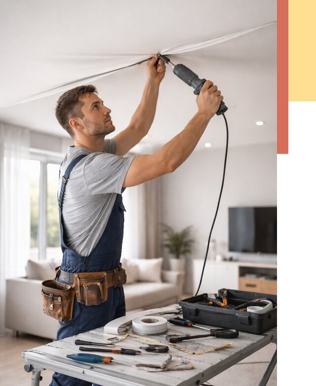 Ремонт натяжных потолков в Лабинске от 10188 руб. под ключ — ОТДЕЛОЧНИК-Лбк