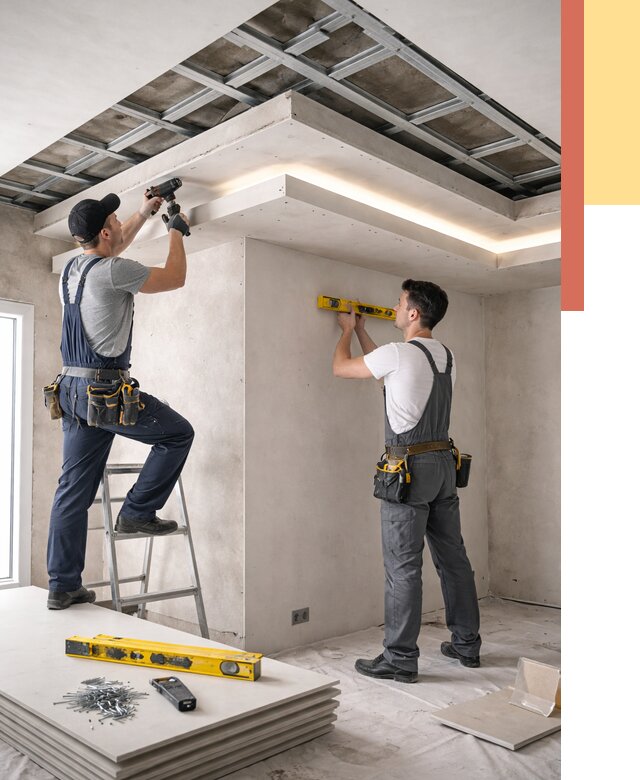 Двухуровневый потолок из гипсокартона в Лабинске от 1555 руб. под ключ | ОТДЕЛОЧНИК-Лбк