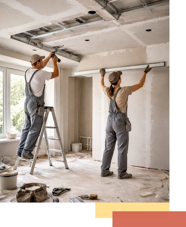 Монтаж многоуровневого потолка из гипсокартона в Лабинске