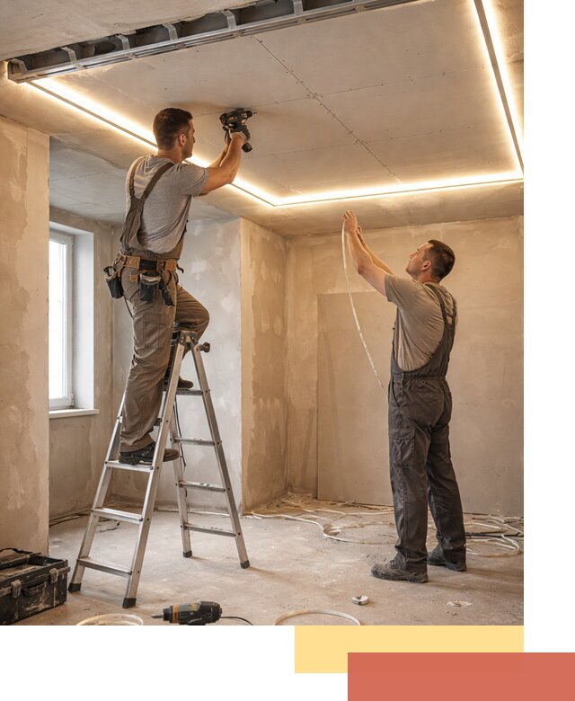 Потолок из гипсокартона с подсветкой в Лабинске