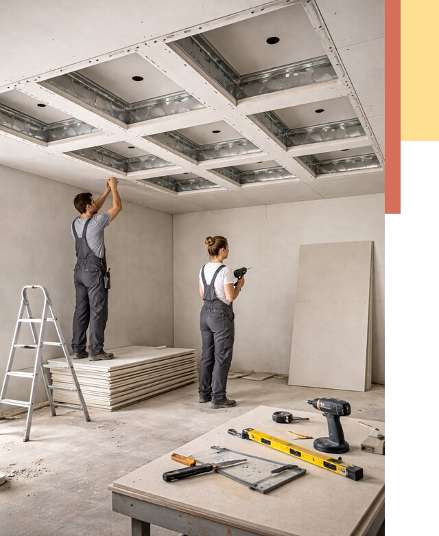 Кессонный потолок из гипсокартона в Лабинске от 1984 руб. — монтаж и под ключ | ОТДЕЛОЧНИК-Лбк