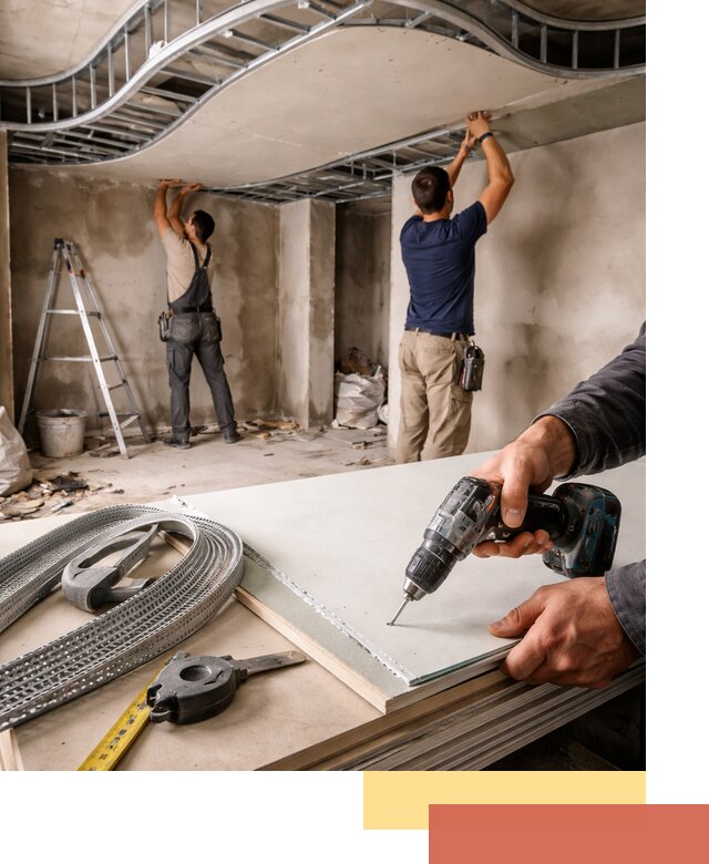 Криволинейный потолок из гипсокартона в Лабинске — монтаж и отделка