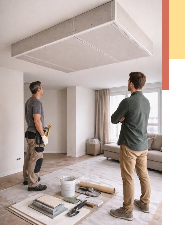 Короб на потолке из гипсокартона в Лабинске от 2359 руб. — монтаж и услуги под ключ | ОТДЕЛОЧНИК-Лбк