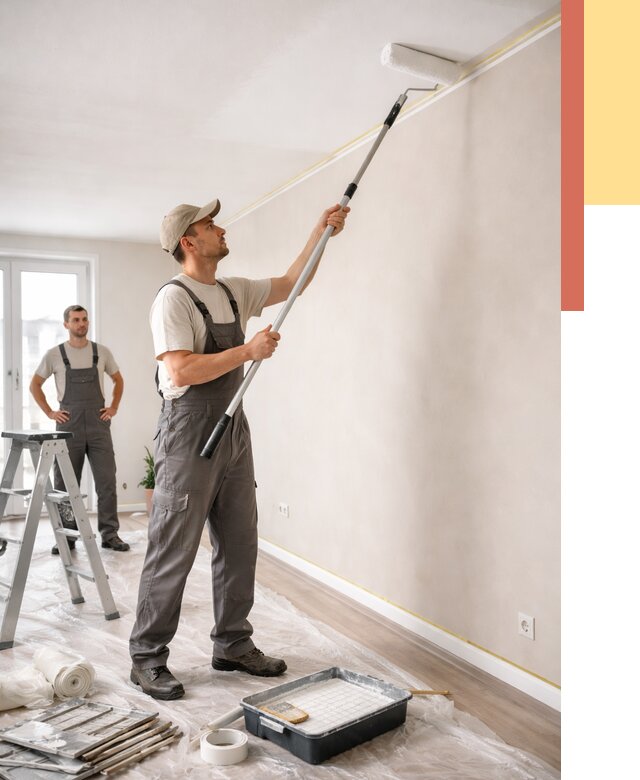 Покраска потолка из гипсокартона в Лабинске от 4826 руб./м2 — услуги под ключ | ОТДЕЛОЧНИК-Лбк