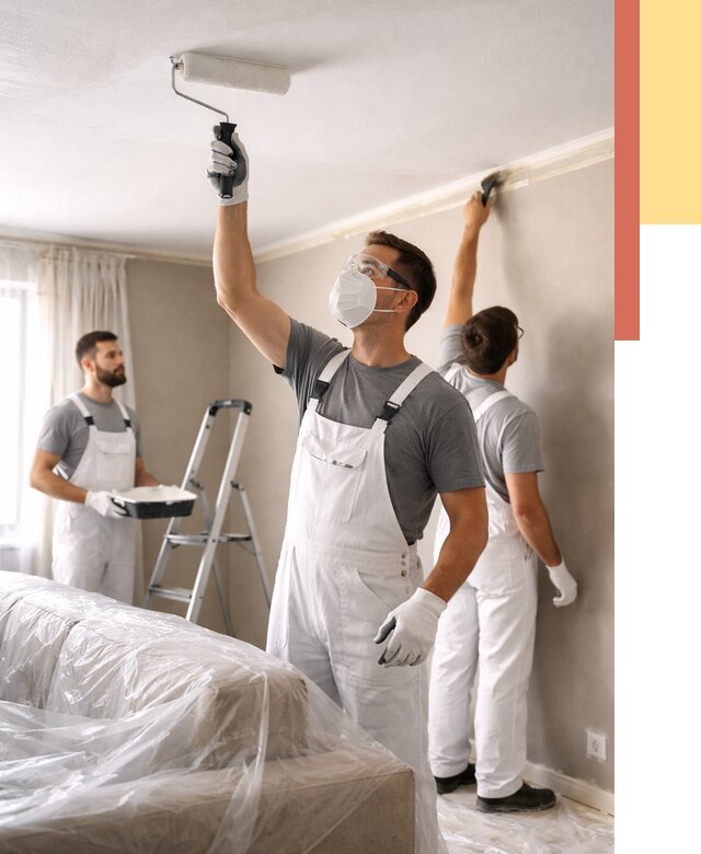 Покраска потолка водоэмельсионной краской в Лабинске от 2359 руб/м² — услуги под ключ | ОТДЕЛОЧНИК-Лбк