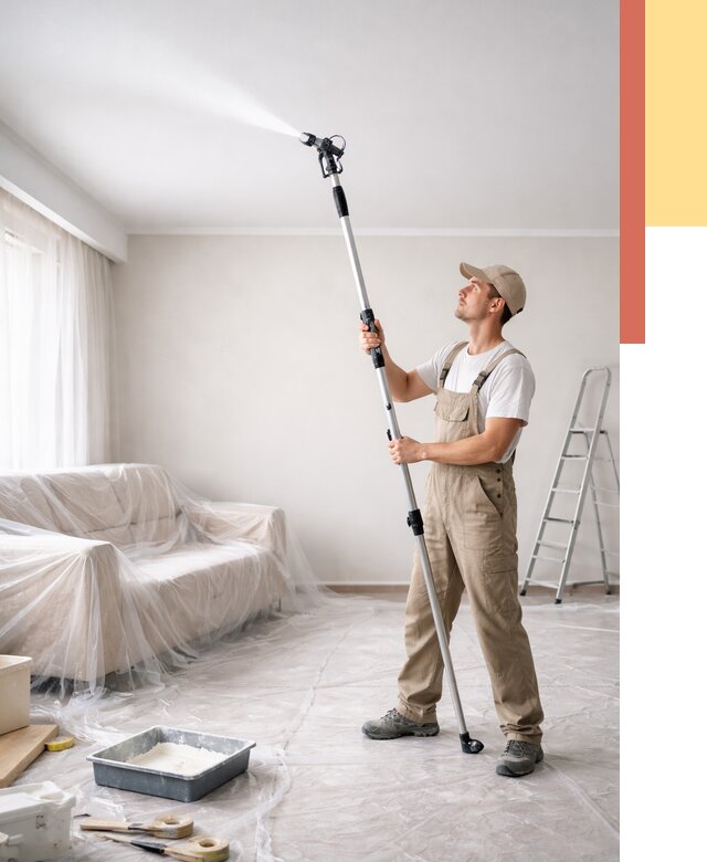 Покраска потолка краскопультом в Лабинске от 4826 руб. быстро и недорого | ОТДЕЛОЧНИК-Лбк