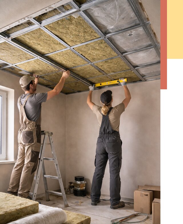 Шумоизоляция потолка в Лабинске от 1341 руб. под ключ — услуги ОТДЕЛОЧНИК-Лбк